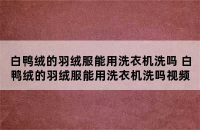 白鸭绒的羽绒服能用洗衣机洗吗 白鸭绒的羽绒服能用洗衣机洗吗视频